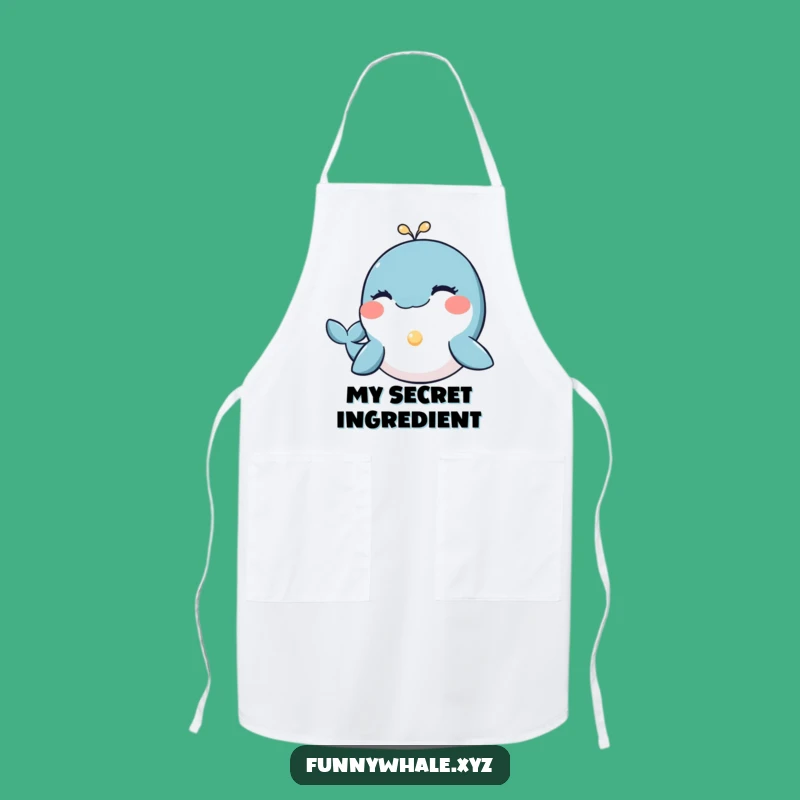Funny Winking Whale Pearl Apron: Cook with Gentle Charm