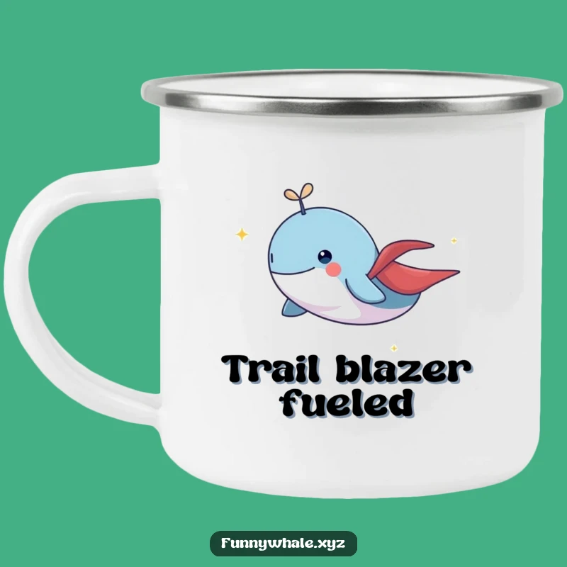 Funny Flying Whale Cape Camping Mug: Adventure Fuel with a Heroic Twist