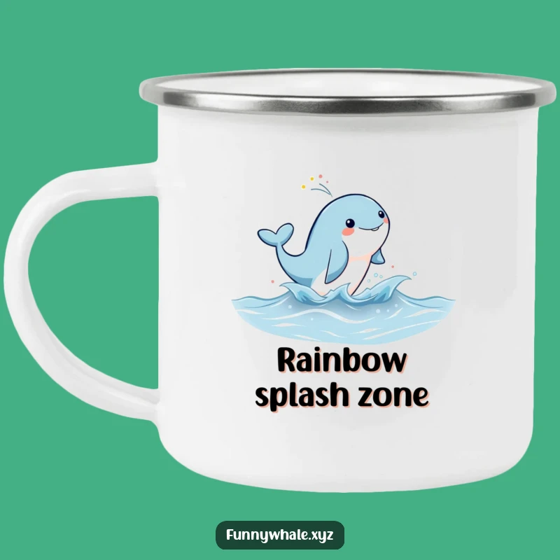 Funny Rainbow Whale Leap Camping Mug: Magic Meets Adventure!