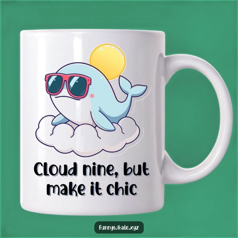 Funny Whale Sunglasses Cloud Mug: Perfect Sunny Day Gift for Ocean Lovers