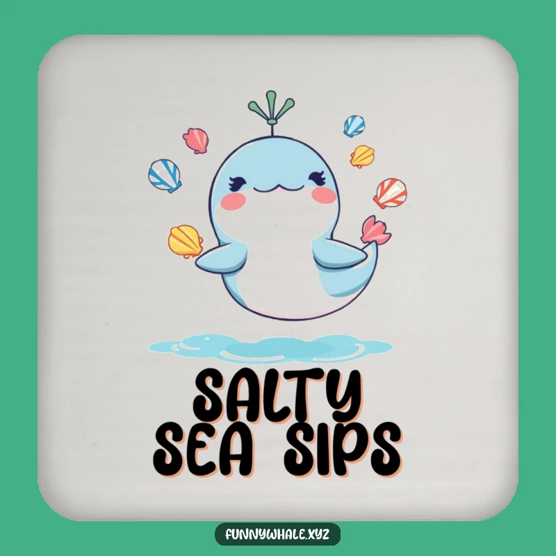 Funny Whale Seashell Coaster Set: Humorous Decor for Ocean Lovers