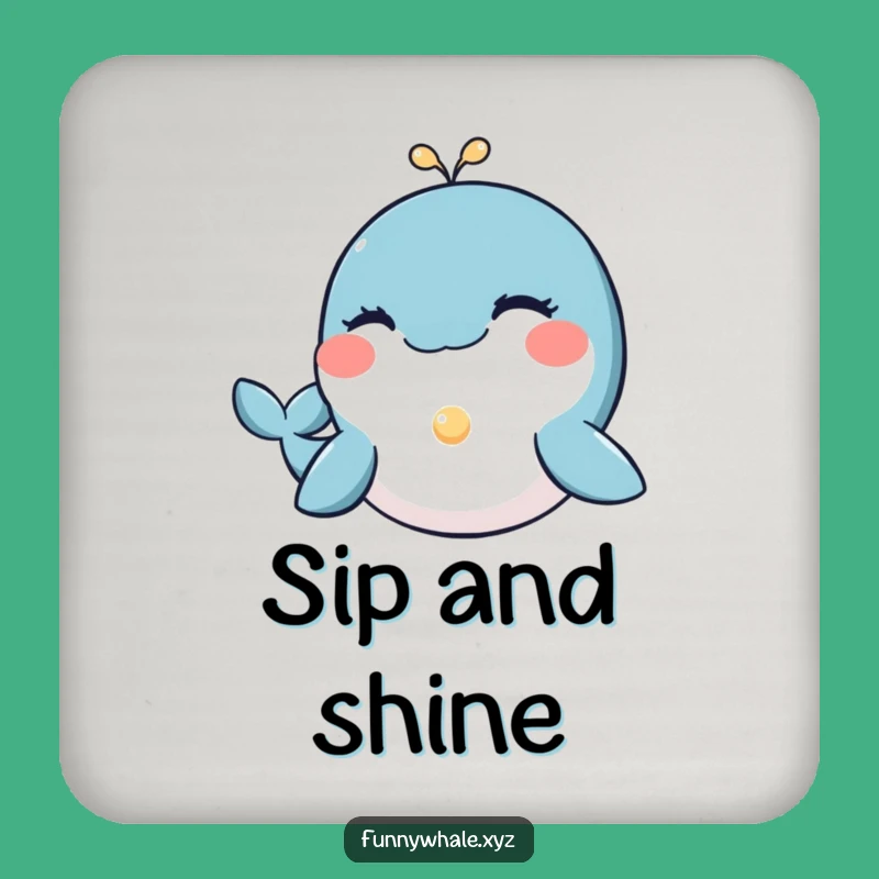 Funny Winking Whale Pearl Drink Coaster: Protect Surfaces with Gentle Humor
