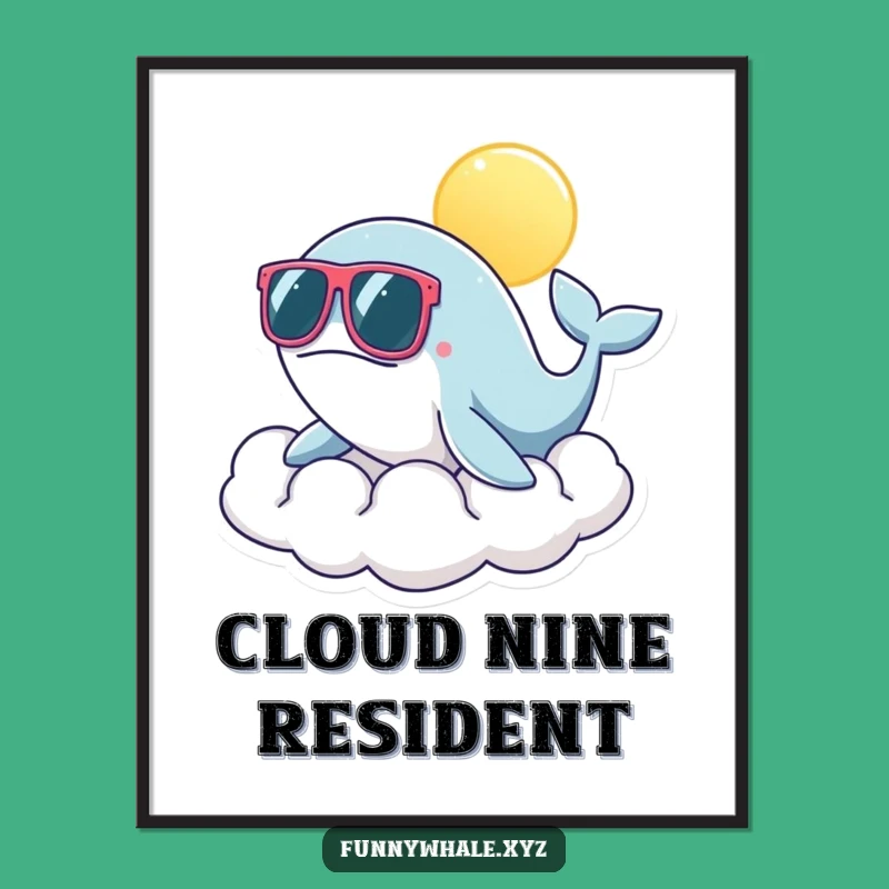 Funny Whale Sunglasses Cloud Poster: Bring Sunny Vibes to Your Walls