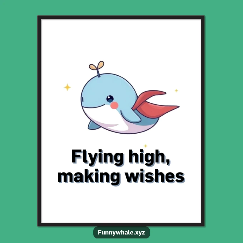 Free Printable Wall Art: Flying Whale Cape - Humorous Heroic Downloadable Decor