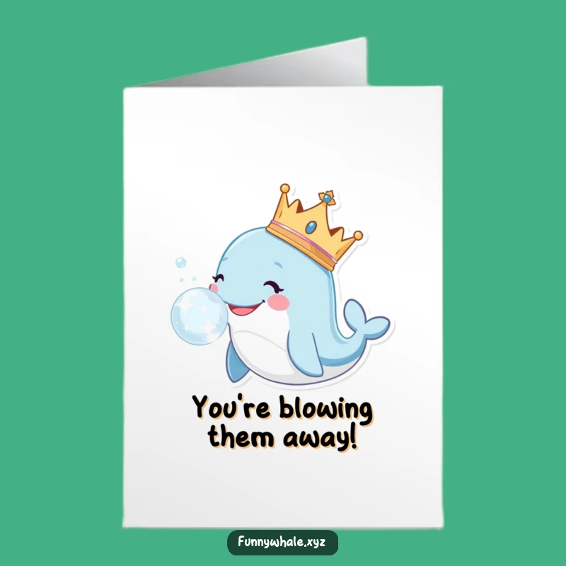 Free Printable Congrats Card: Royal Whale Bubble, Celebrate with Majesty Downloadable!