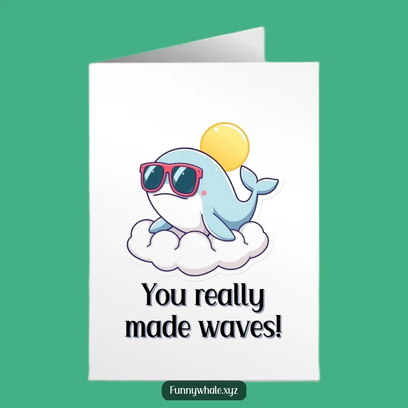 Free Printable Congrats Card: Sunny Whale Sunglasses Design - Downloadable Celebration