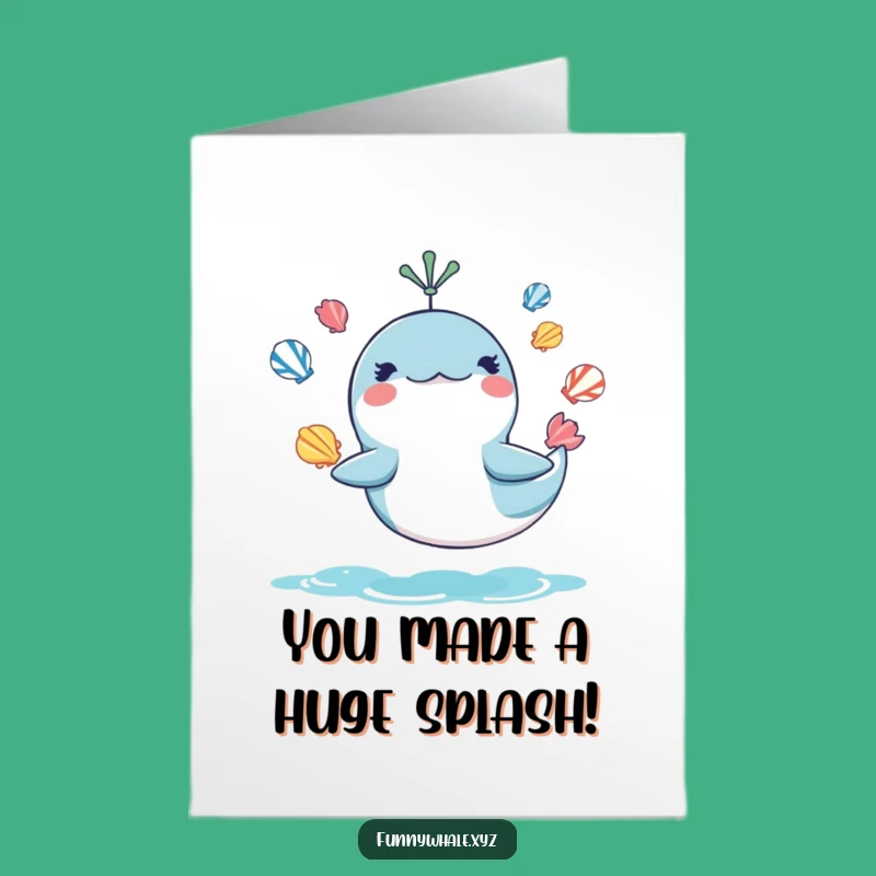 Free Printable Congrats Card: Whale's Seashell Triumph, Downloadable Humorous Gift
