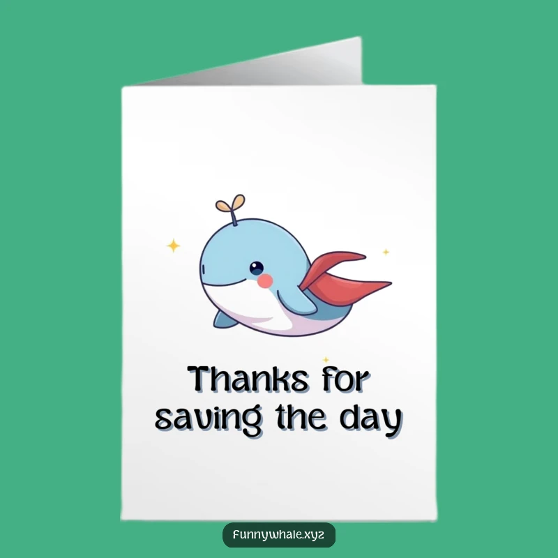 Free Printable Thank You Card: Flying Whale Cape - Sparkly Downloadable Gratitude